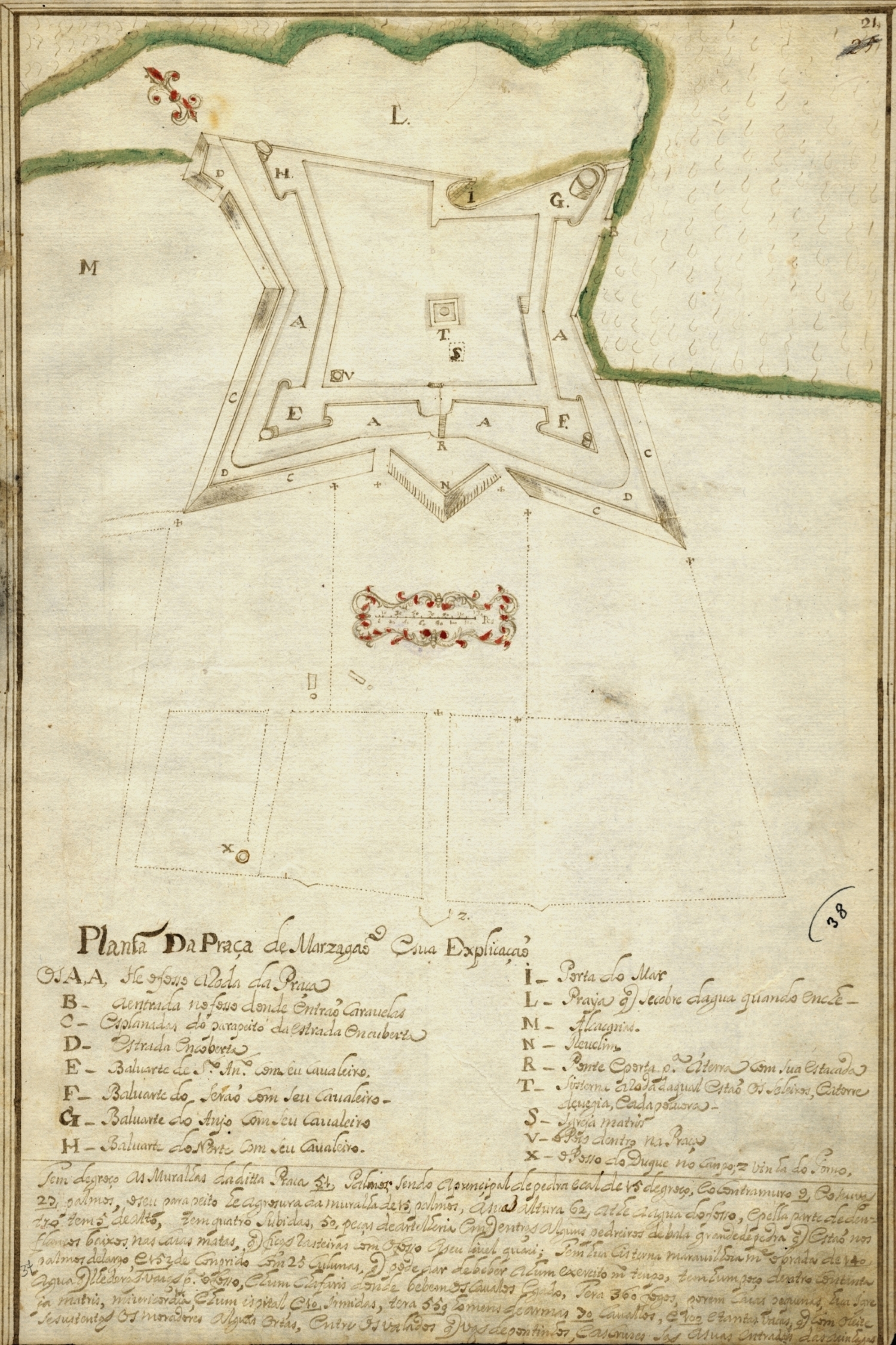 Planta da Praça de Mazagão em 1727 — the Holanda-type schematic in Correa