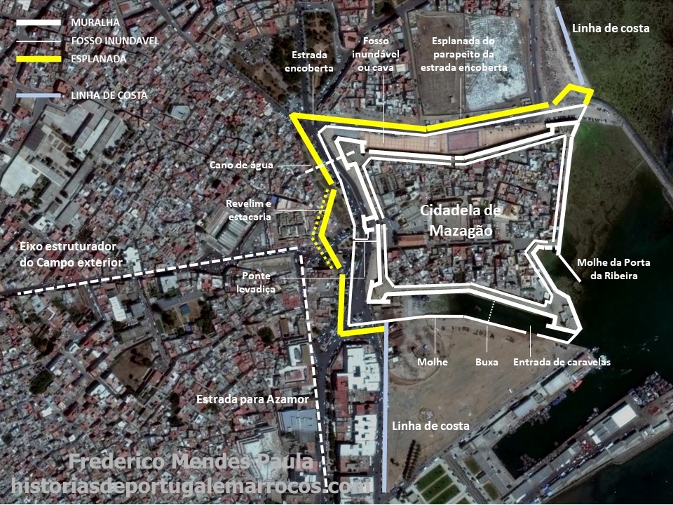As defesas próximas da Cidadela — ditch, encircling road and esplanade
